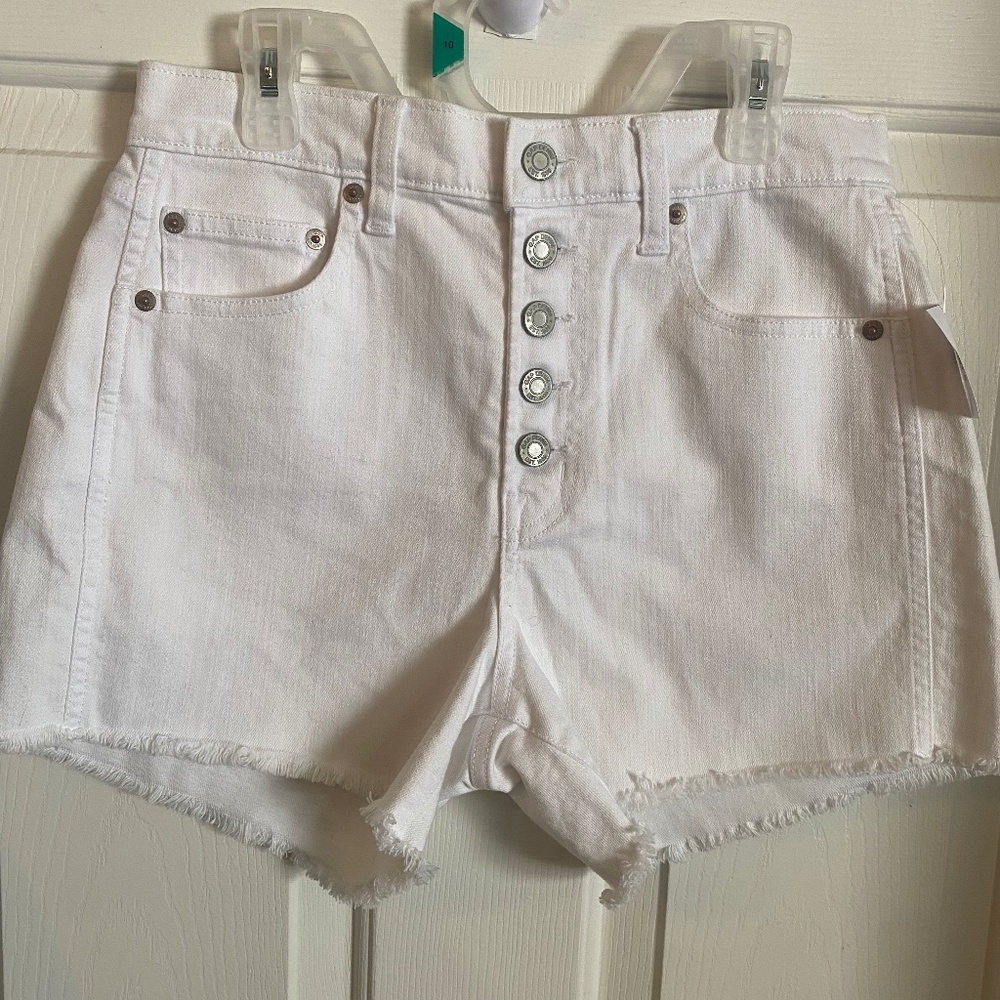 NWT Gap Denim White High Rise Button Fly 3 1/2" Shorts Size 4/27